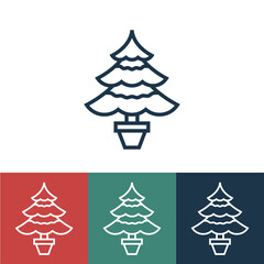 Poster - Linear vector icon with spruce in pot