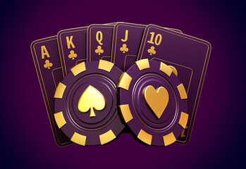 Wall Mural - casino cards poker balckjack baccarat 3d render 3d rendering illustration 