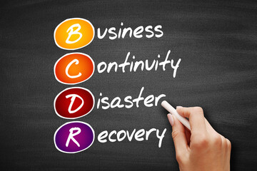 Poster - bcdr - business continuity disaster recovery acronym, business concept on blackboard