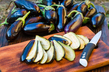 Fresh Eggplant Sliced Lengthwise