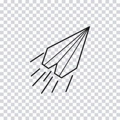 Poster - Hand drawn paper airplane isolated on transparent background. Sketch of paper airplane. Vector illustration.