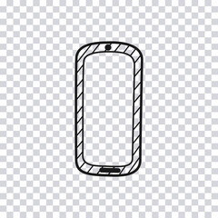 Poster - Hand drawn smart phone isolated on transparent background. Vector illustration.