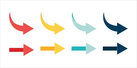 Wall Mural - arrow icon set. colored arrow symbols. arrow of different types. arrow isolated vector graphic eleme