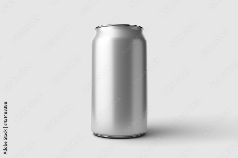350ml Energy drink soda can mockup template isolated on light grey background. High resolution. - obrazy, fototapety, plakaty 