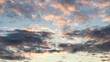 © westermak15 - Blue sky with large dark cumulus clouds illuminated by the evening setting sun as a natural background