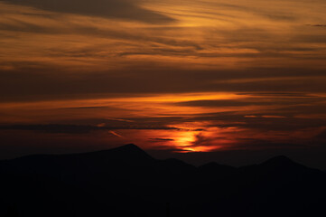 Wall Mural - beautiful colorful sunset in the ukrainian carpathians