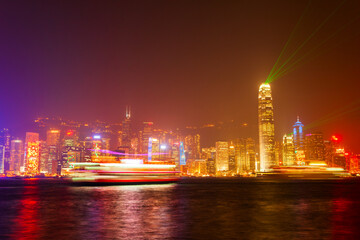 Wall Mural - Hong Kong city light show skyline