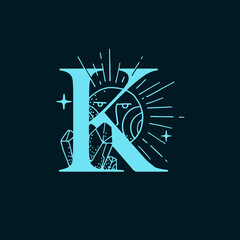 Wall Mural - K letter logo in the astrological style.