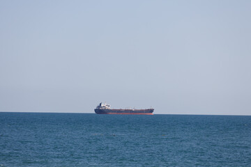 Poster - Russia. Tuapse 08.08.2021 cargo ship sails on the sea