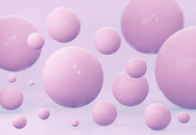 Pink Spheres Of Balls On Pink Background. 3d Rendering.