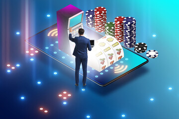 Wall Mural - Businessman in online casino concept