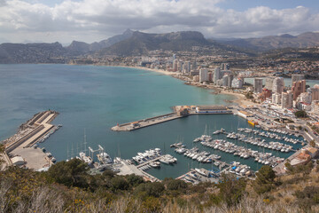 Wall Mural - Panoramic aerial view of the Calpe from peak Penon de Ifach, Spain