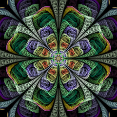 Wall Mural - abstract fractal mandala, computer-generated illustration.