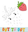 Dot to dot puzzle. Connect dots game. Strawberry vector illustration