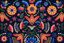 Mexican Ethnic Flower Pattern Illustration