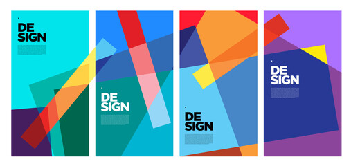 Aufkleber - Vector colorful abstract geometric poster 