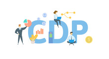 CDP, Continuous Data Protection. Concept With Keyword, People And Icons. Flat Vector Illustration. Isolated On White.