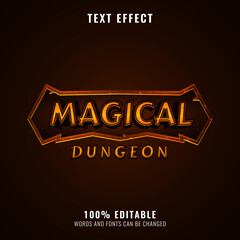 Sticker - magical dungeon fantasy golden rpg game logo title text effect