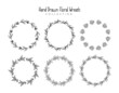 © Maenjari - Set of 6 hand drawn floral wreath vector illustration