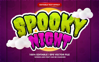 Wall Mural - Spooky night cartoo 3d editable text effect