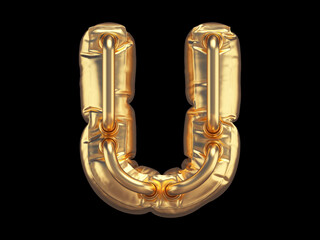 Poster - Gold luxury font. Letter U.