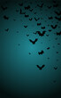 Black Bat Creepy Vector Blue Background. Flock