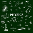 Physics, natural science theory and formulas on the school blackboard used for school education and paperwork, create by vector - Vector Graphics