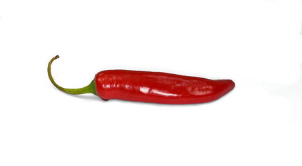 Wall Mural - Chili pepper isolated on a white background. One chili hot pepper clipping path. Fresh pepper