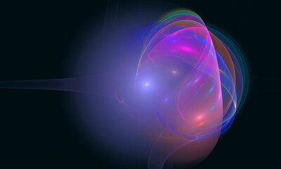 Wall Mural - Abstract 3d galaxy with blue violet layers of space in parallax. Starry soaring cluster in deep dark abyss of infinity. Science fiction or technology innovation concept. Great as design element.