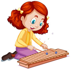 Poster - A girl cartoon character playing xylophone