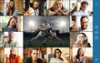 © master1305 - Young men and women watching rugby football game online, using video app. PC, laptop screen with rugby players and spectators, fans. Collage