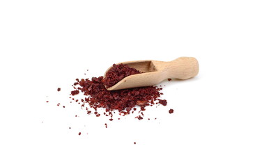 Wall Mural - sumac spice on white. Ground Sumac Powder Spice isolated.