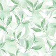 Tea leaves seamless pattern. Food background with tea leaves watercolour in hand drawn style. Tea background for paper, textile, wrapping and wallpaper.