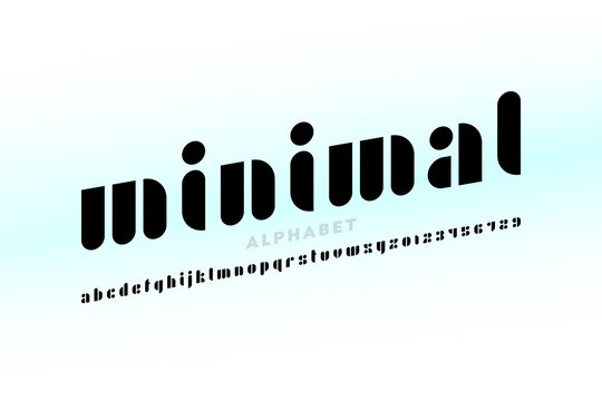 Minimal style font design, alphabet letters and numbers vector illustration