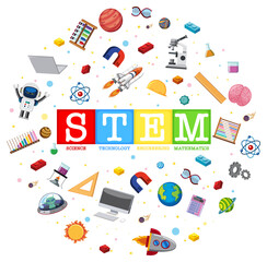 Poster - Colourful STEM education text icon