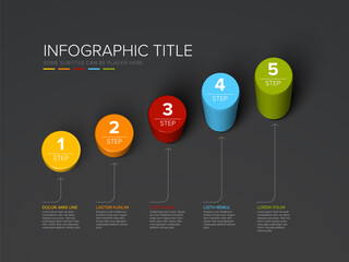 Poster - Vector dark colorful multipurpose Infographic template with diagonal cylinder steps