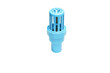 Blue PVC foot valve for water supply pipe fitting on white background isolated.