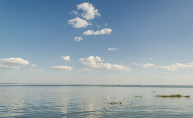 Poster - Big lake with clouds in sunny summer day, Lithuania.