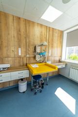 Wall Mural - Patient modern health care ward of maternity hospital. Clinical maternity health care ward. Light colors