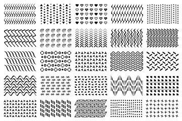 Poster - abstract memphis patterns, design elements. Memphis black and white textures. Memphis decorative pattern collection 