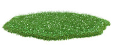 Round Surface Patch Covered With Clover And Green Grass Isolated On White Background. Realistic Natural Element For Design. Bright 3d Illustration.