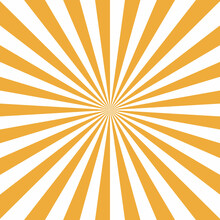Yellow White Color Burst Background. Rays Background In Retro Style. Vector.