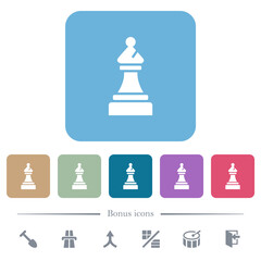 Poster - Black chess bishop flat icons on color rounded square backgrounds