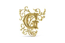 Golden Decorative 3d Letter G With Ornament Isolated On White Background - 3D Render