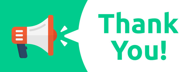 Poster - Speech bubble with thank you banner.
