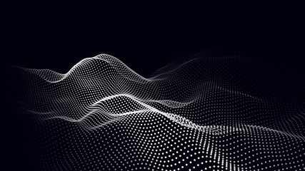 Leinwandbilder - Abstract digital wave of particles. Futuristic point wave. Technology background vector. Vector illustration