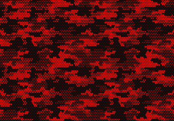 Seamless camouflage pattern. Repeating digital dotted hexagonal camo military texture background. Abstract modern fabric textile ornament. Vector illustration.