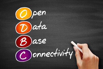 Poster - odbc open database connectivity, acronym concept on blackboard