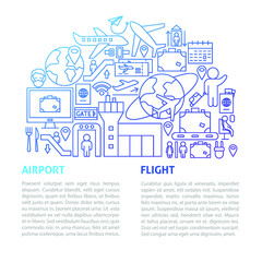 Poster - Airport Flight Line Template. Vector Illustration of Outline Design.