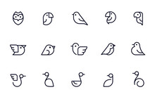 Birds Icon Set, Thin Line Pictograms.